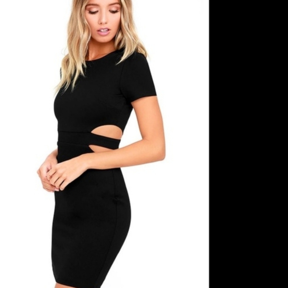 Lulu's Feeling The Heat Black Mini Bodycon Dress with Cut-Out Medium